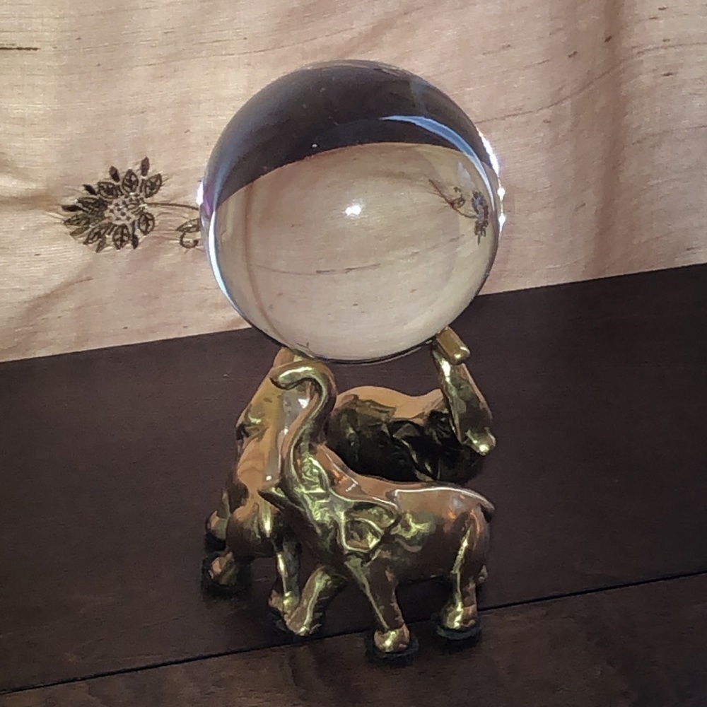 Elephants 4’ x 4’ Holding up a crystal Clear Ball - Picture 2 of 10